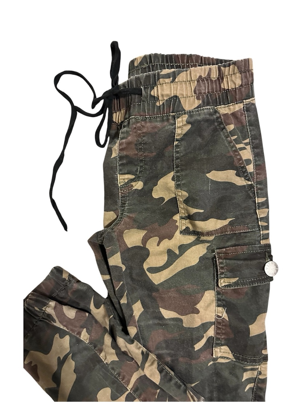 V.I.P. Pull On Cropped Drawstring Camo Pants Size 3/4 Comfortable Y2K
